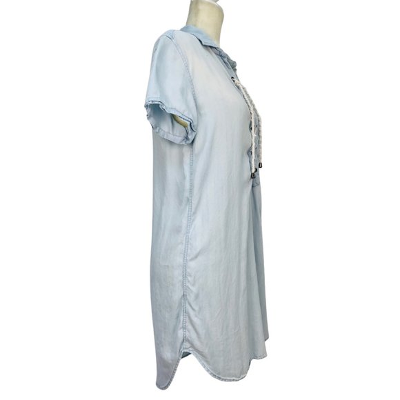 Rails Chambray Blue Dress Lace Up Tassels Bohemian Casual Size XS - Picture 4 of 14